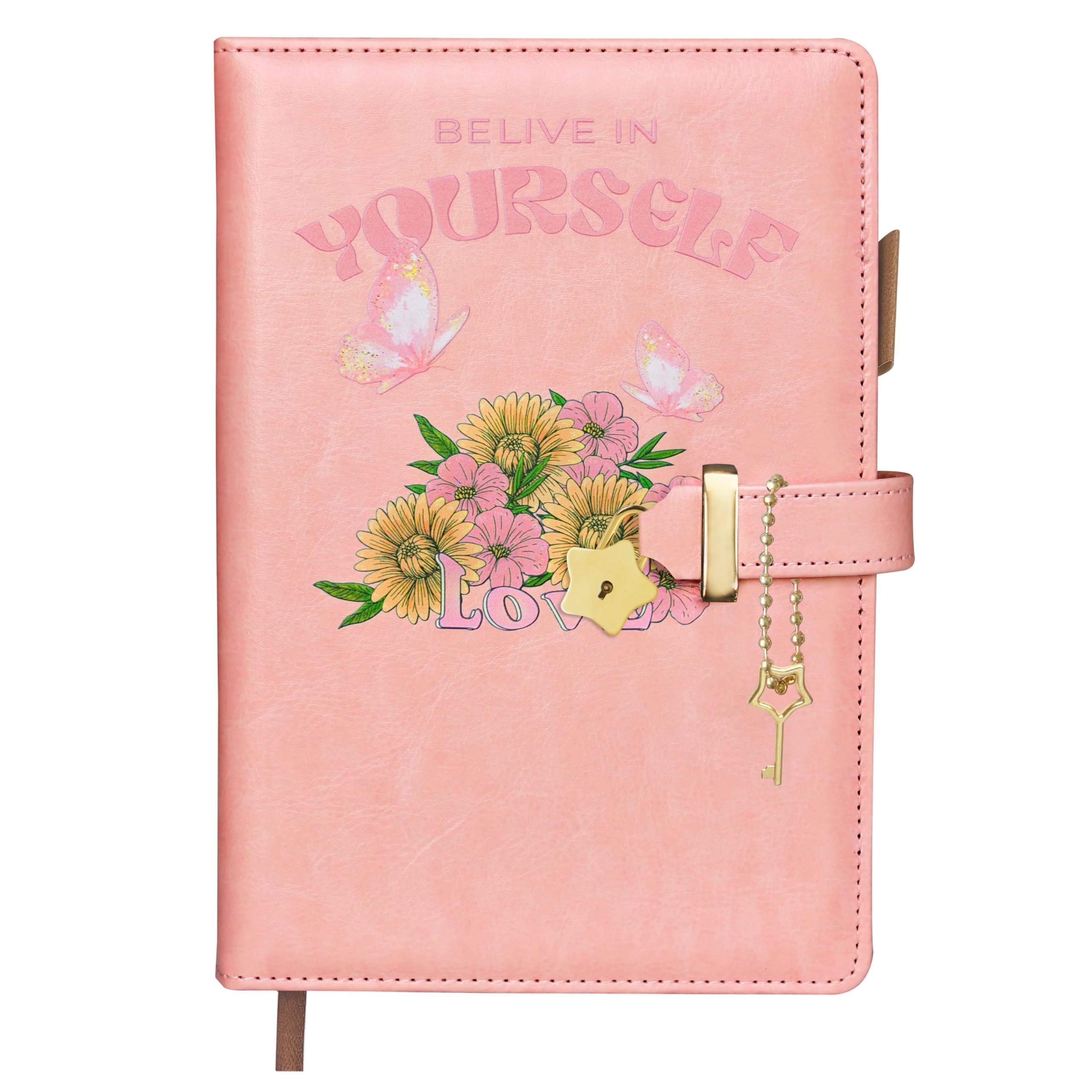 Leichtlinie A5 Tagebuch mit Schloss,Notizbuch A5 PU-Leder,20