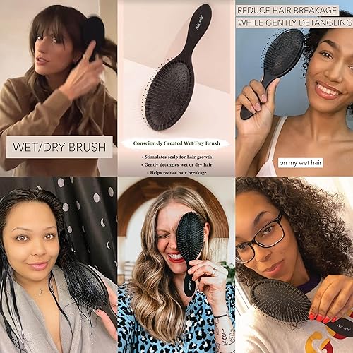 Miniatura 7 de Kitsch Cepillo de paleta para secar con secador, cepillo para cabello grueso o fino, cepillo para mujeres con cerdas de nailon, cepillo desenredante