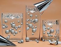 Vista 16 de Vase Pearlfection 50 estrellas azules flotantes, brillantes, tamaños jumbo, llena 1 galón de geles transparentes para un efecto flotante, con bolsa