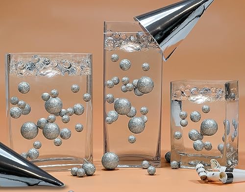 Miniatura 16 de Vase Pearlfection 50 estrellas azules flotantes, brillantes, tamaños jumbo, llena 1 galón de geles transparentes para un efecto flotante, con bolsa