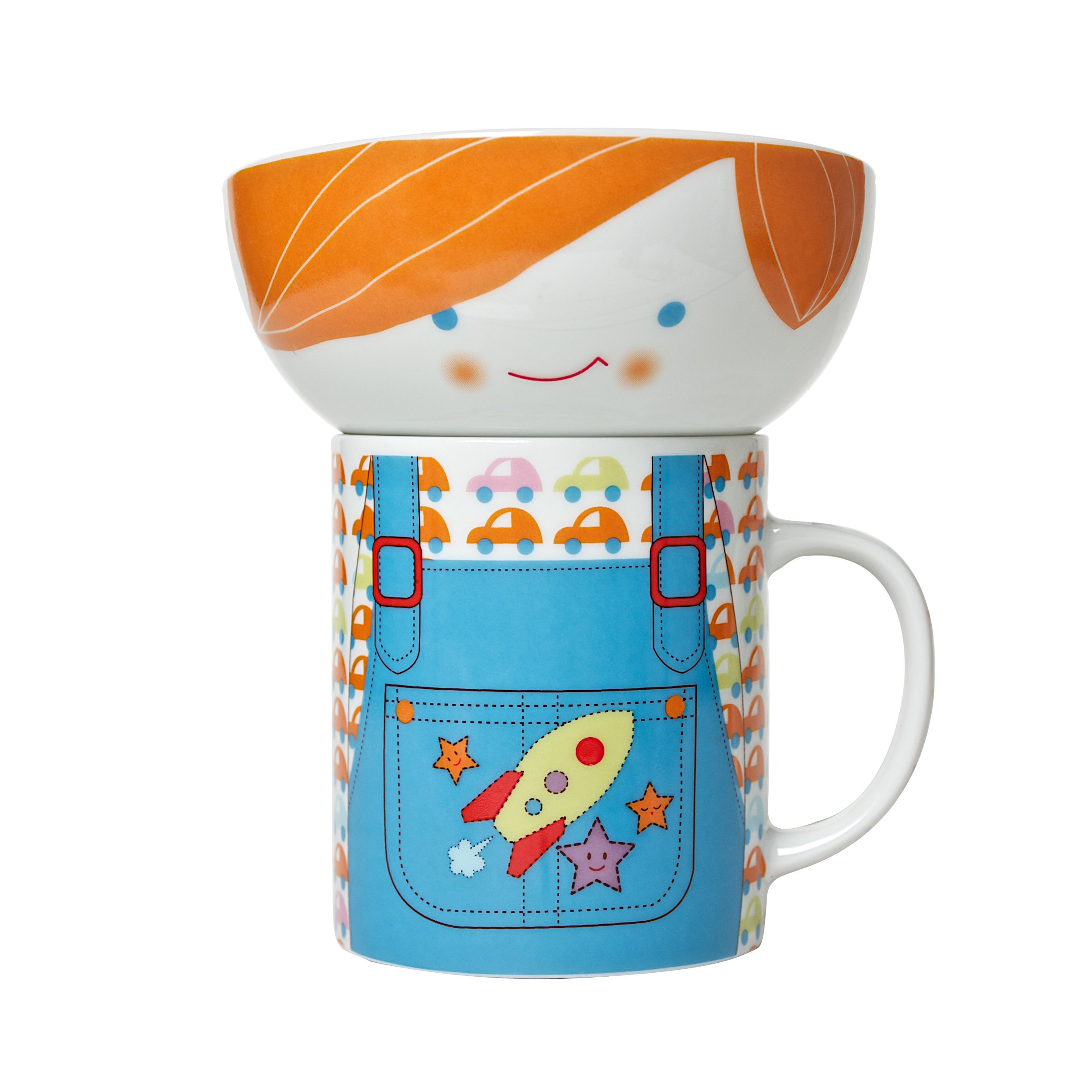 MIYABowl and Mug Set, Blue Rocket