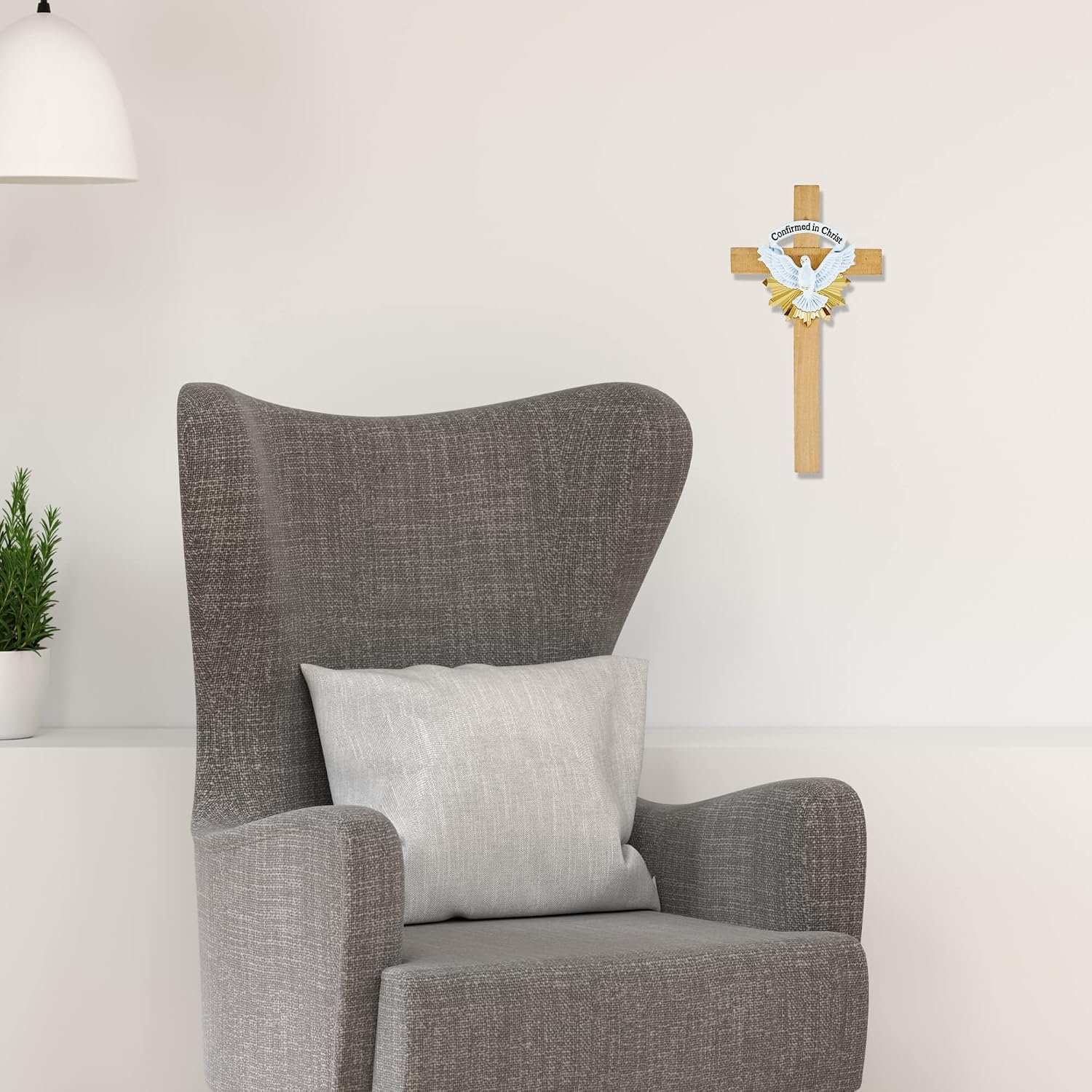 Needzo Confirmation Wall Cross, Confirmed in Christ Wooden Decor, Catholic Hanging Accessory, 6 Inches