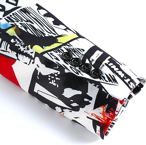 Miniatura 6 de Cloudstyle Chaqueta de traje de un botón con estampado casual ajustado para hombre