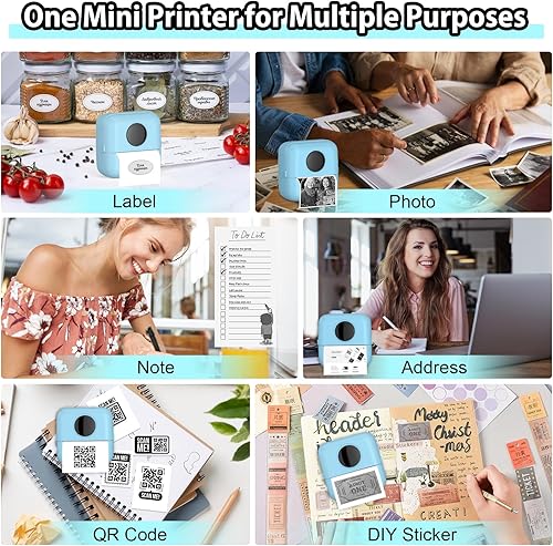 Miniatura 6 de HuiJuKeJi Mini impresora térmica sin tinta con 10 rollos de papel térmico, bolígrafo de color para iOS y Android, impresora de bolsillo Bluetooth,