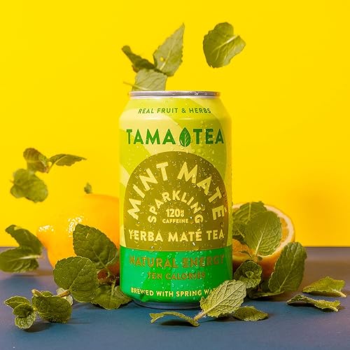Miniatura 2 de Yerba Mate de menta espumosa de Tama Tea - Bebida energética natural sin azúcar con frutas y hierbas reales, alternativa a la bebida saludable con