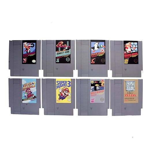 Paladone Nintendo NES Cartridge Retro Drink Coasters for Gamers - Set of 8 - Featuring Donkey Kong, Legend of Zelda, Super Mario, and More Classic Games