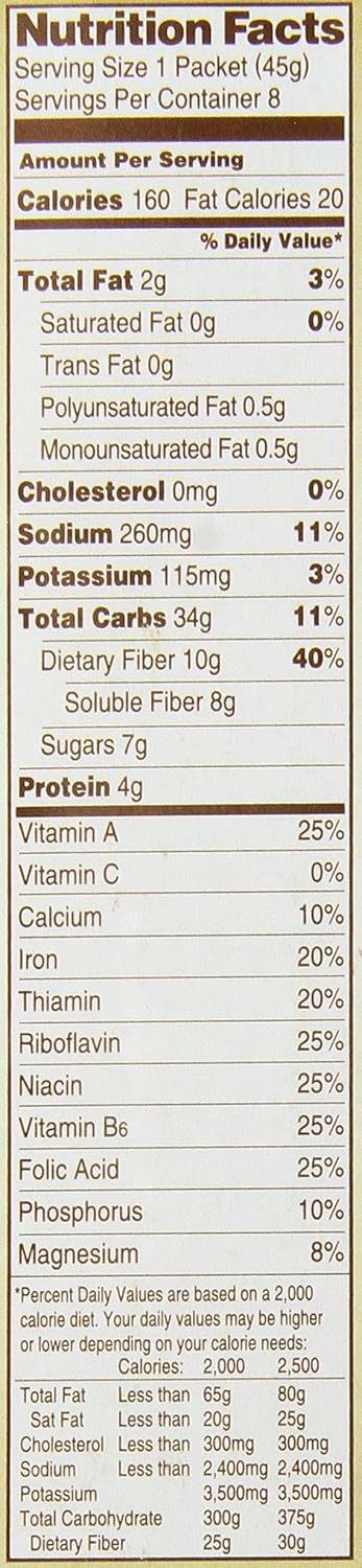 Quaker Instant Oatmeal, High Fiber, Maple Brown Sugar, 12.6-ounce (Pack of 5)