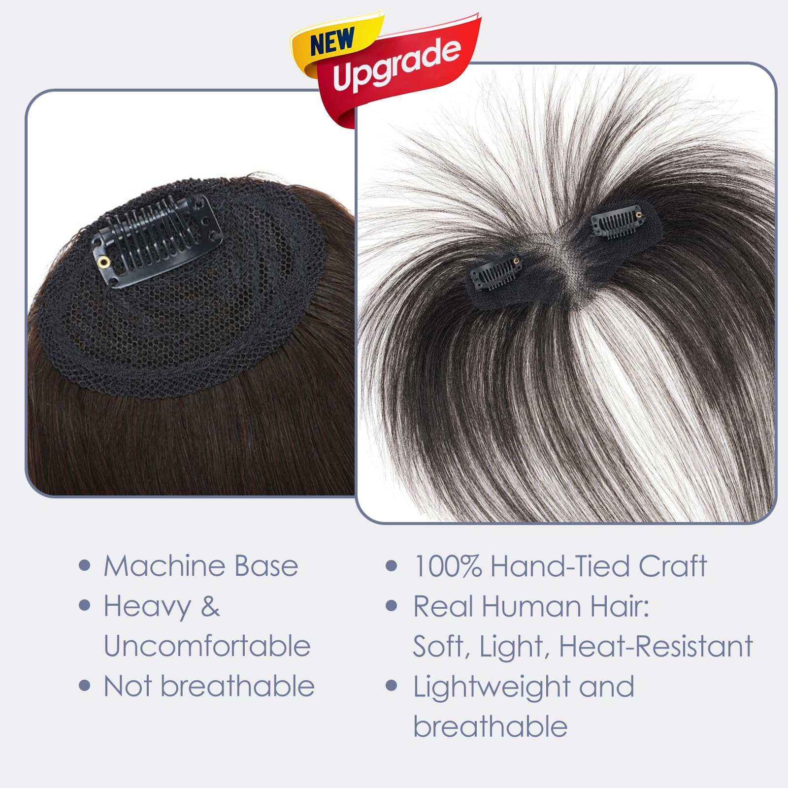 S-noilite Clip in Bangs for Women - Real Human Hair - Side Bangs Hair Clip in Fringe with Temples #1B Natural Black - Image 2