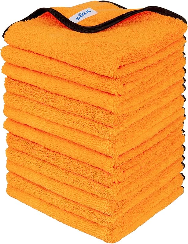 Professional Microfiber Towels for Cars, Scratch Free, 12 Pack | Dual-sided car washing and detailing towels, gold, 40 x 60 cm(15.7 x 23.6 inch)