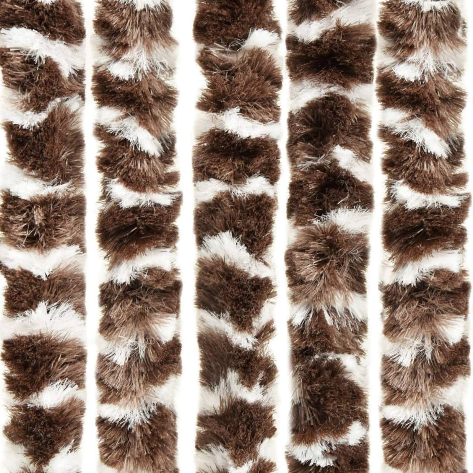 Tidyard Moustiquaire pour Chambre, Cuisine, Salon Marron et Blanc 100x220 cm Chenille
