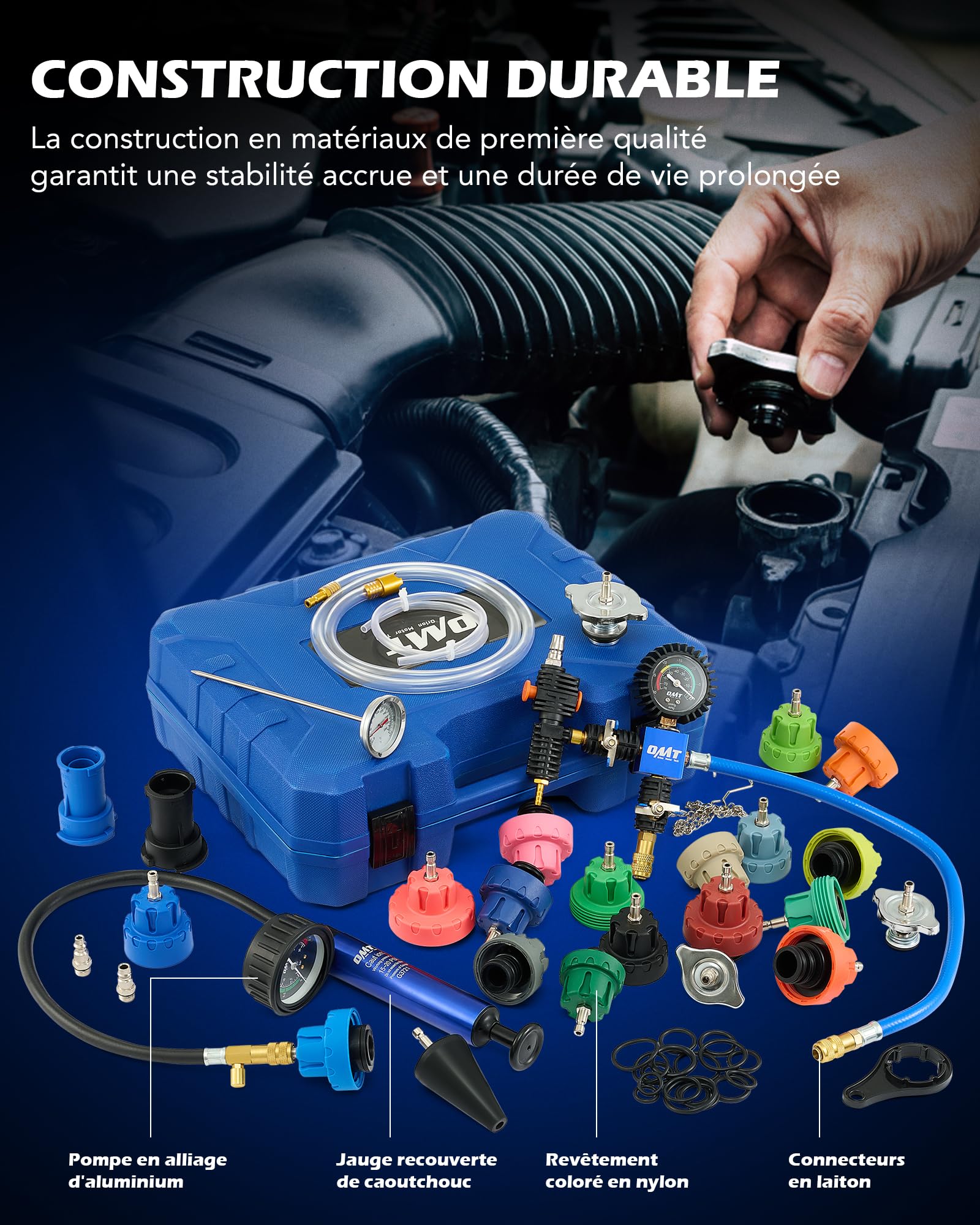 Orion Motor Tech 31 PCS Kit de Testeur de Pression de Système de Refroidissement et Remplissage de Liquide de Refroidissement, Kit de Testeur de Pression de Radiateur Universel
