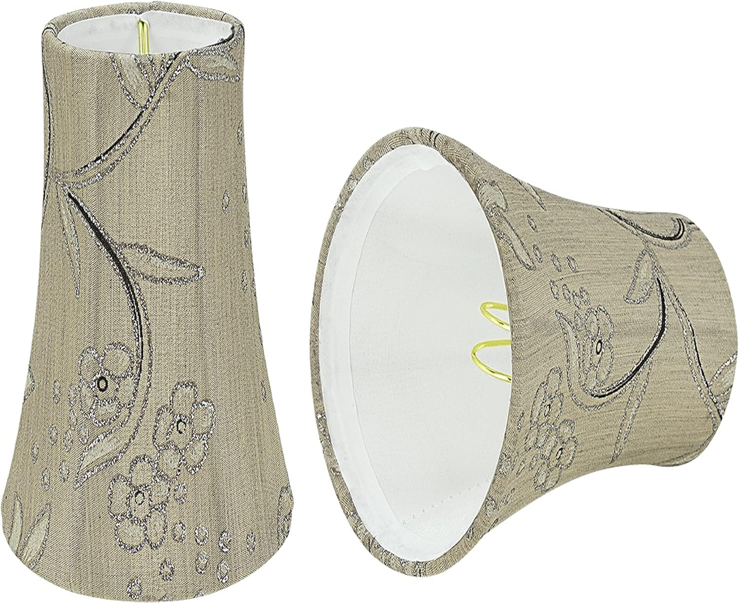 Aspen Creative 30250-2A, Bell Clip-On Chandelier Lamp Shade, Antique Ivory, 2-1/2" Top x 4" Bottom x 5" Slant Height, Set of 2