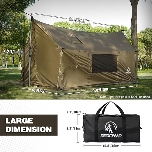 Miniatura 2 de REDCAMP Hamaca grande con gato de estufa, tienda de campaña de pared de invierno impermeable y resistente al viento con falda de nieve, tiendas