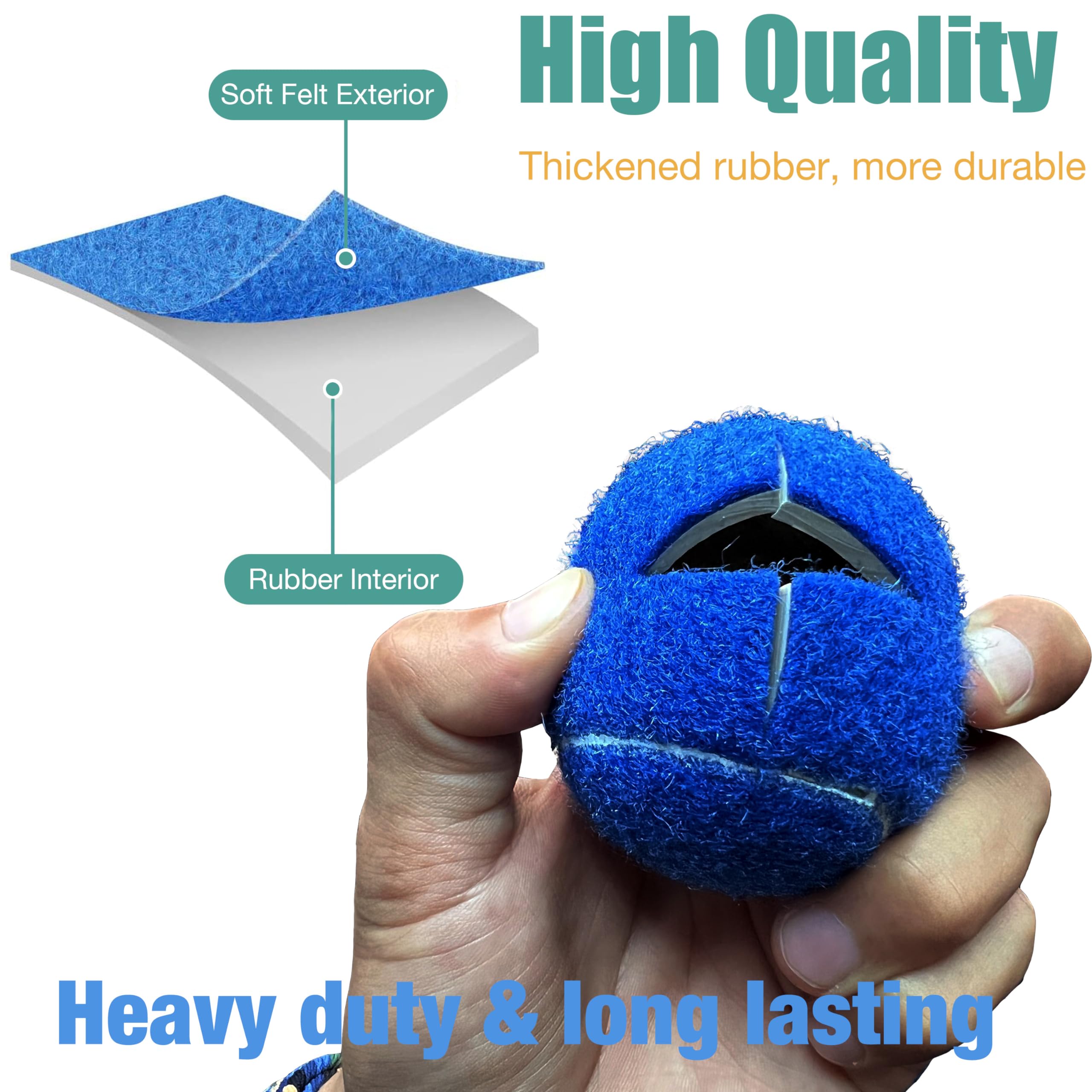 4 Palline Da Tennis Pretagliate Per Gambe Di Mobili E Deambulatori – Protezione Antigraffio Per Pavimenti (Blu, Diametro 6,3 Cm)