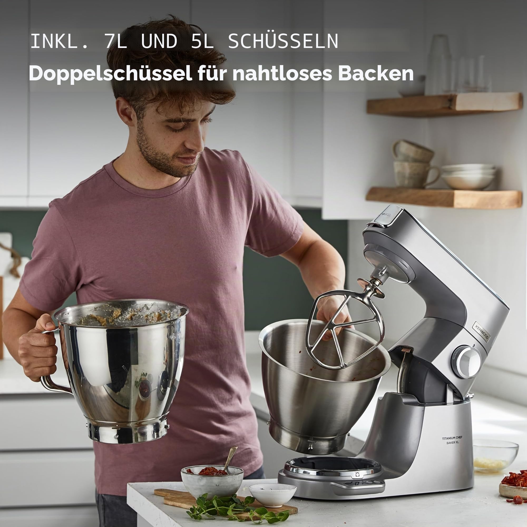 Kenwood Titanium Chef Baker XL - Küchenmaschine 1200W 7L+5L Silber – Ansicht 3