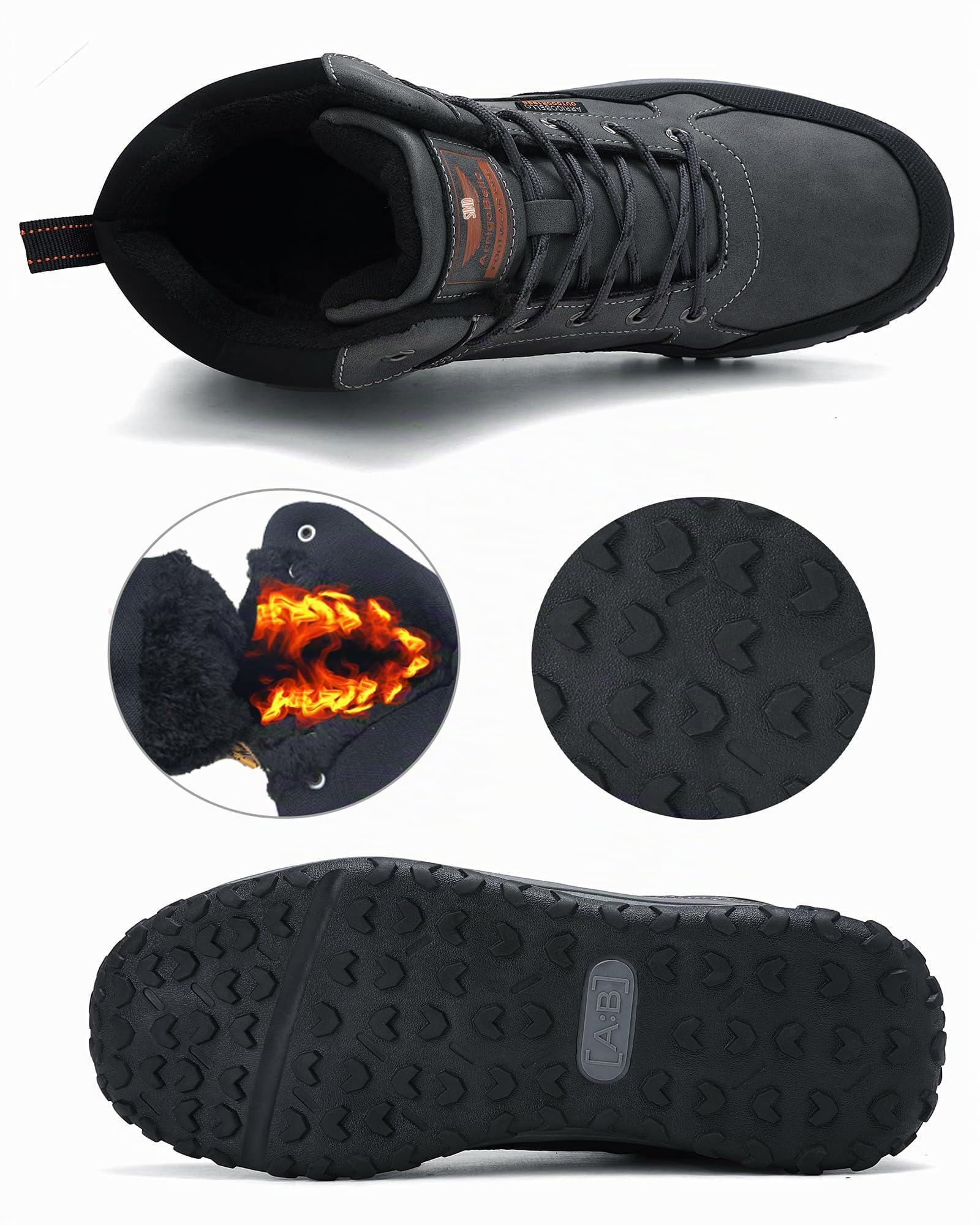 ARRIGO BELLO Winterschuhe Herren Warm Gefüttert Mid Schneestiefel Winterstiefel Rutschfeste Trekking Wanderschuhe Outdoorschuhe 41-46