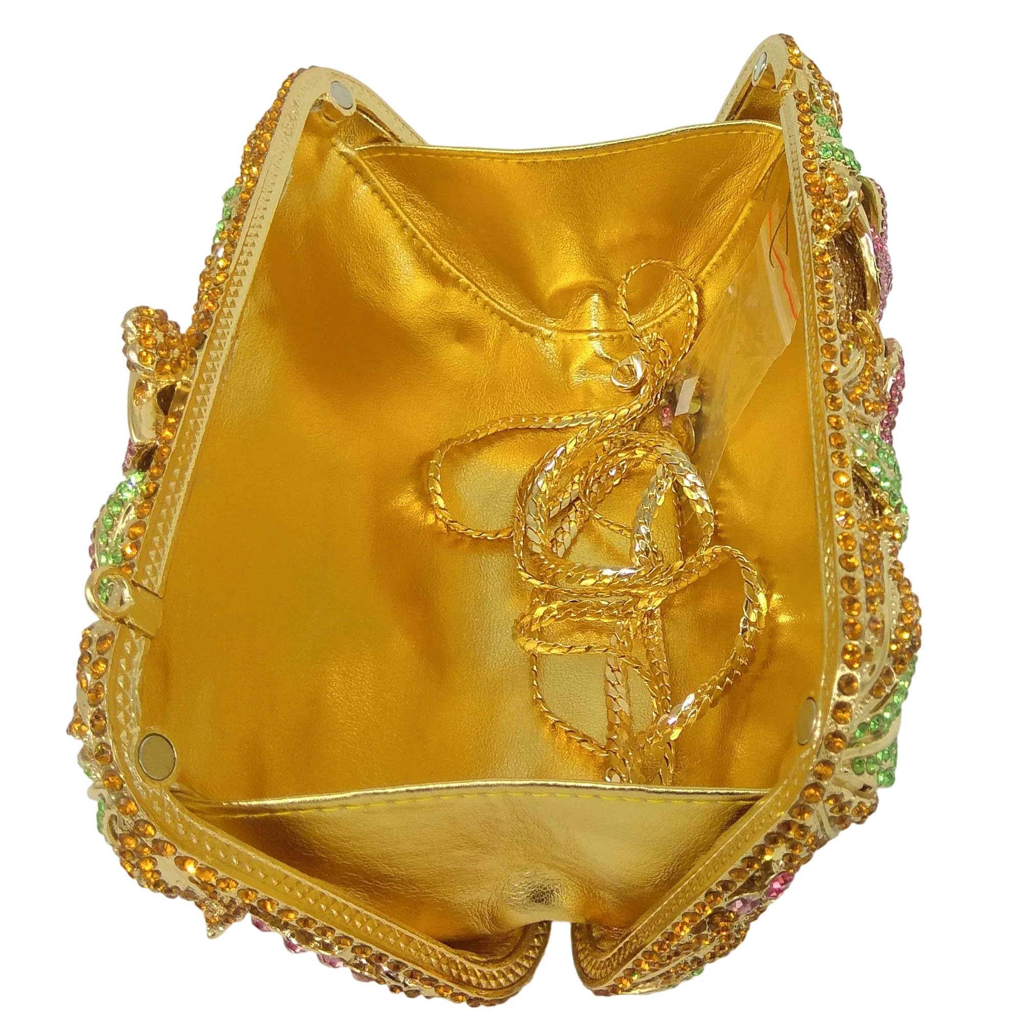Boutique De FGG Pochette con mini fiore con strass, non adatta al telefono, borsa da sera in cristallo pesante, custodia rigida floreale