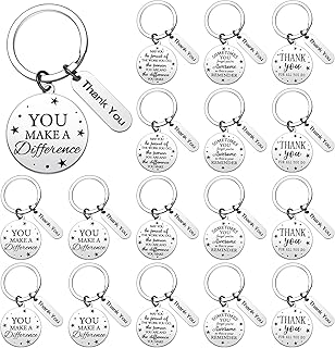 16 Pcs Thank You Gifts Appreciation Keychain Make a Difference Keychain Employee Appreciation Gifts for Women Men Coworkers Nurse Worker Office Staff Teacher Week Valentine's Day Gifts (Silver)