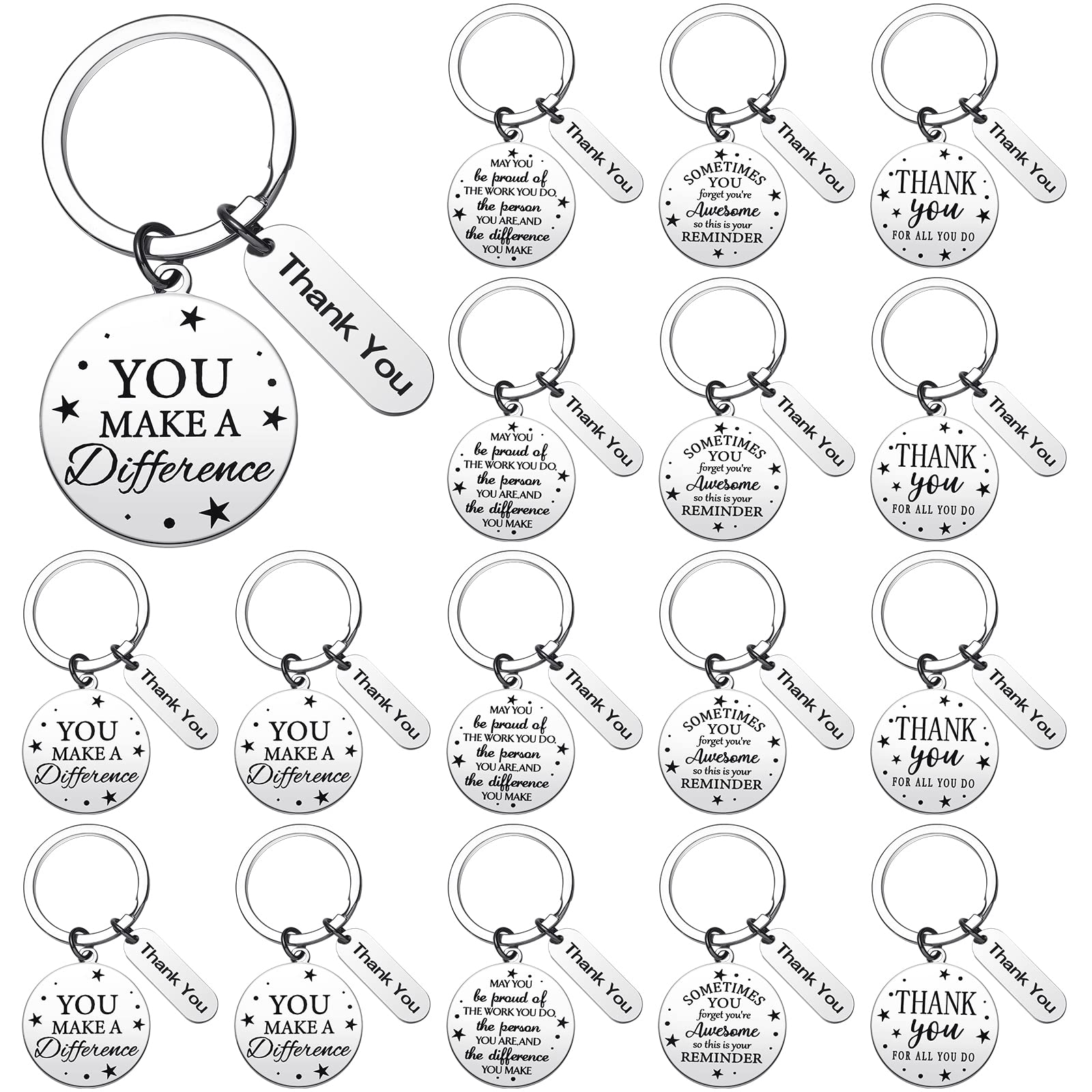 Yinkin 16 Pcs Thank You Keychain Employee Teacher Appreciation Gifts for Social Worker Coworkers Nurse Housekeeping