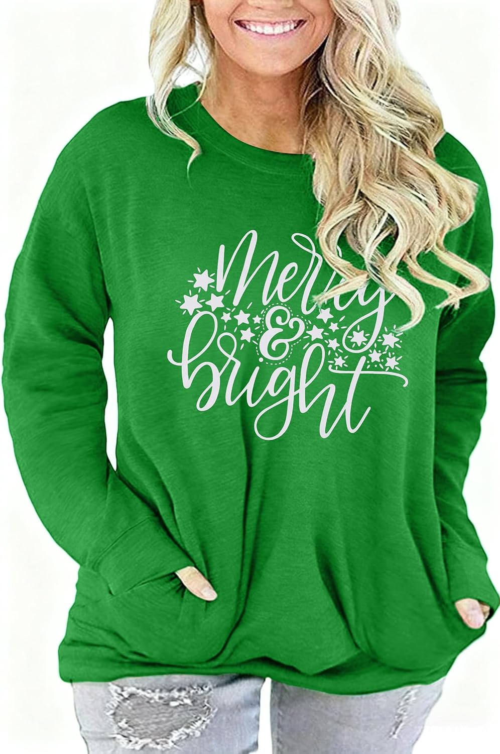 Plus Size Merry Christmas Baseball T-Shirt Women Long Sleeve Holiday Xmas Splicing Tee Tops