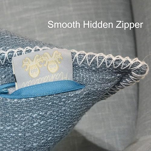 Miniatura 5 de Fundas de almohada de 18 x 18 pulgadas con borde recortado decorativo, juego de 2 fundas de almohada acogedoras con ribetes cosidos, fundas de cojín