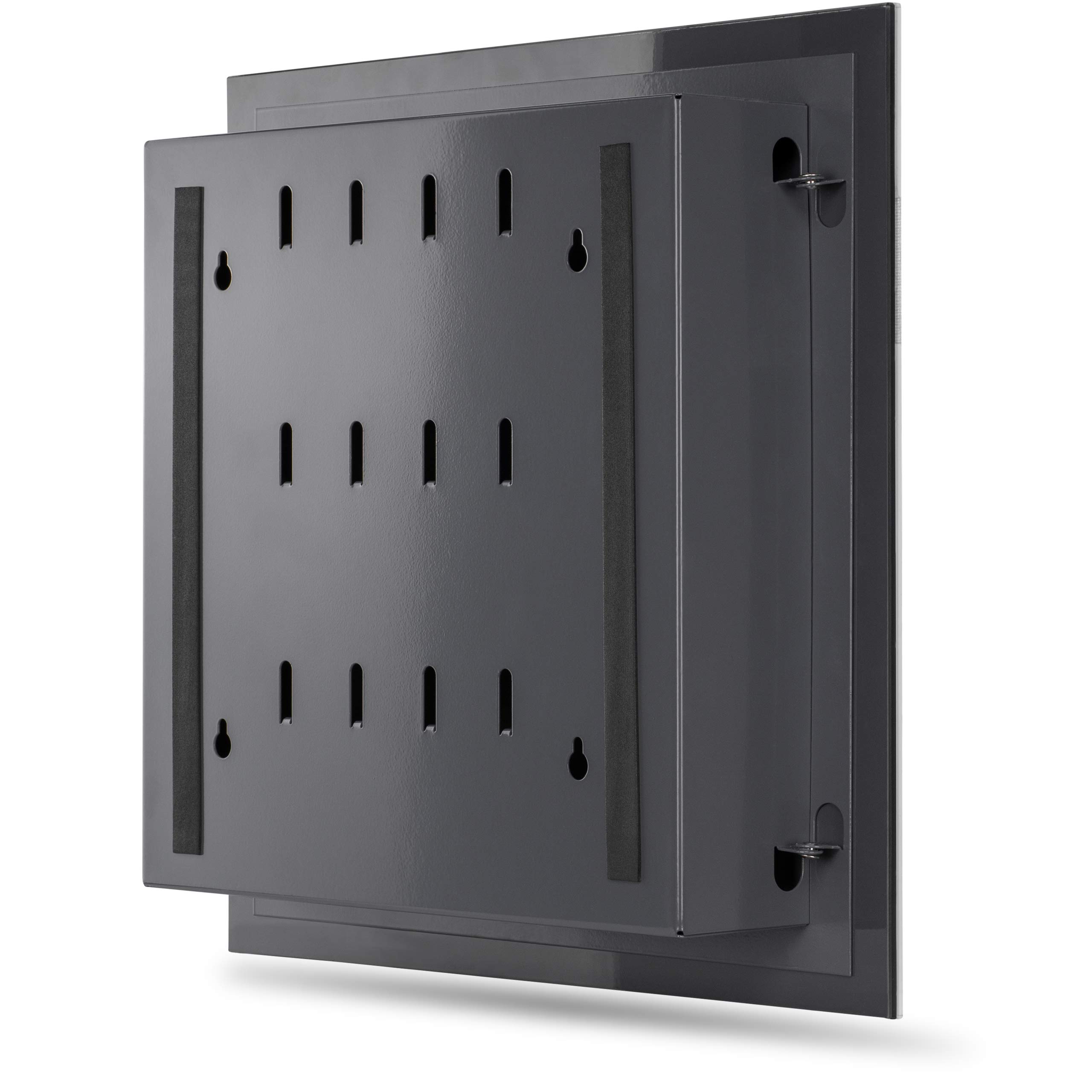 bonsport Schlüsselkasten mit Glas Magnettafel - Memoboard inkl. 6 Magnete - Ideal für Flur, Eingangsbereich, Büro - 33x33x6,8 cm - anthrazit