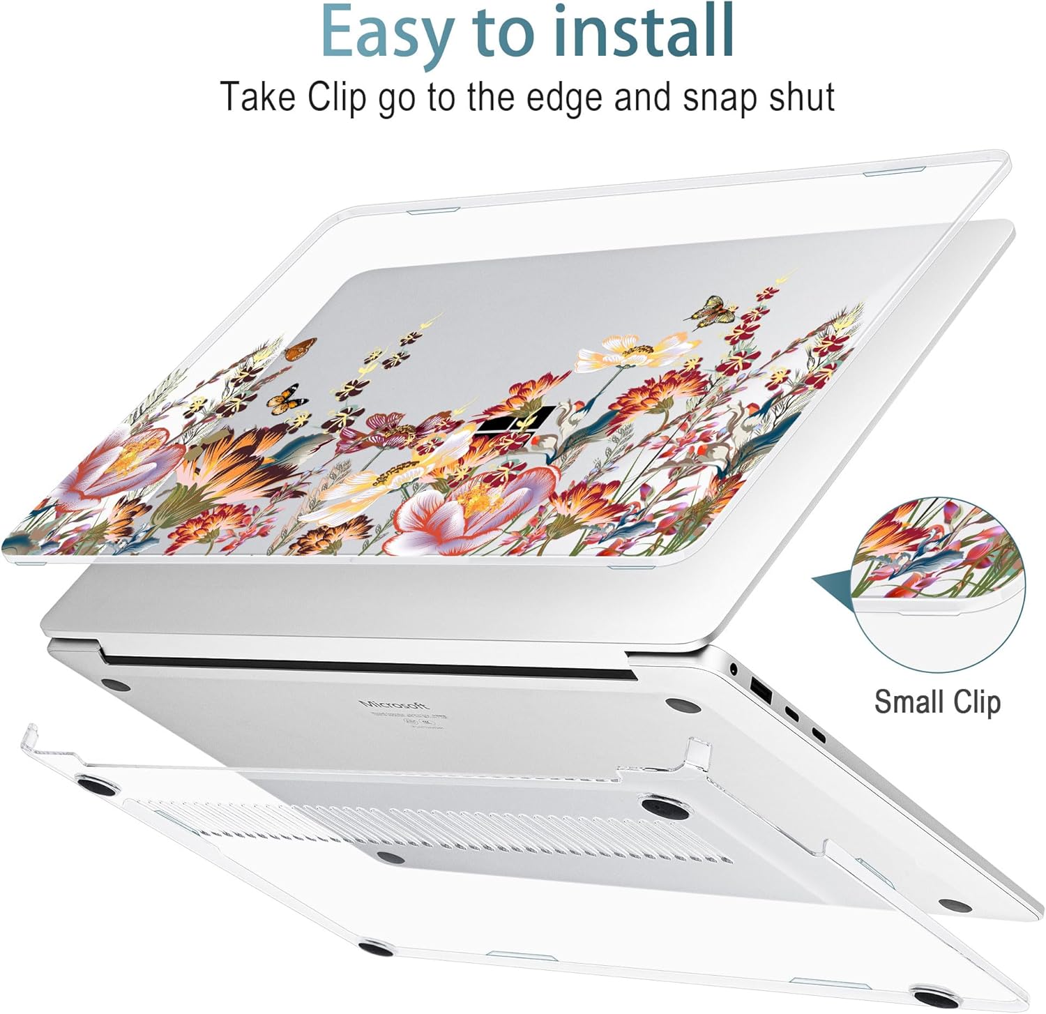 May Chen Case for Microsoft Surface Laptop 13.8 inch, 2024 Windows 11 AI + PC, 7th Edition Touchscreen Display, Protective Plastic Hard Shell Case with Keyboard Cover - Field Flowers image 4 of 9 B0DL61B2HW