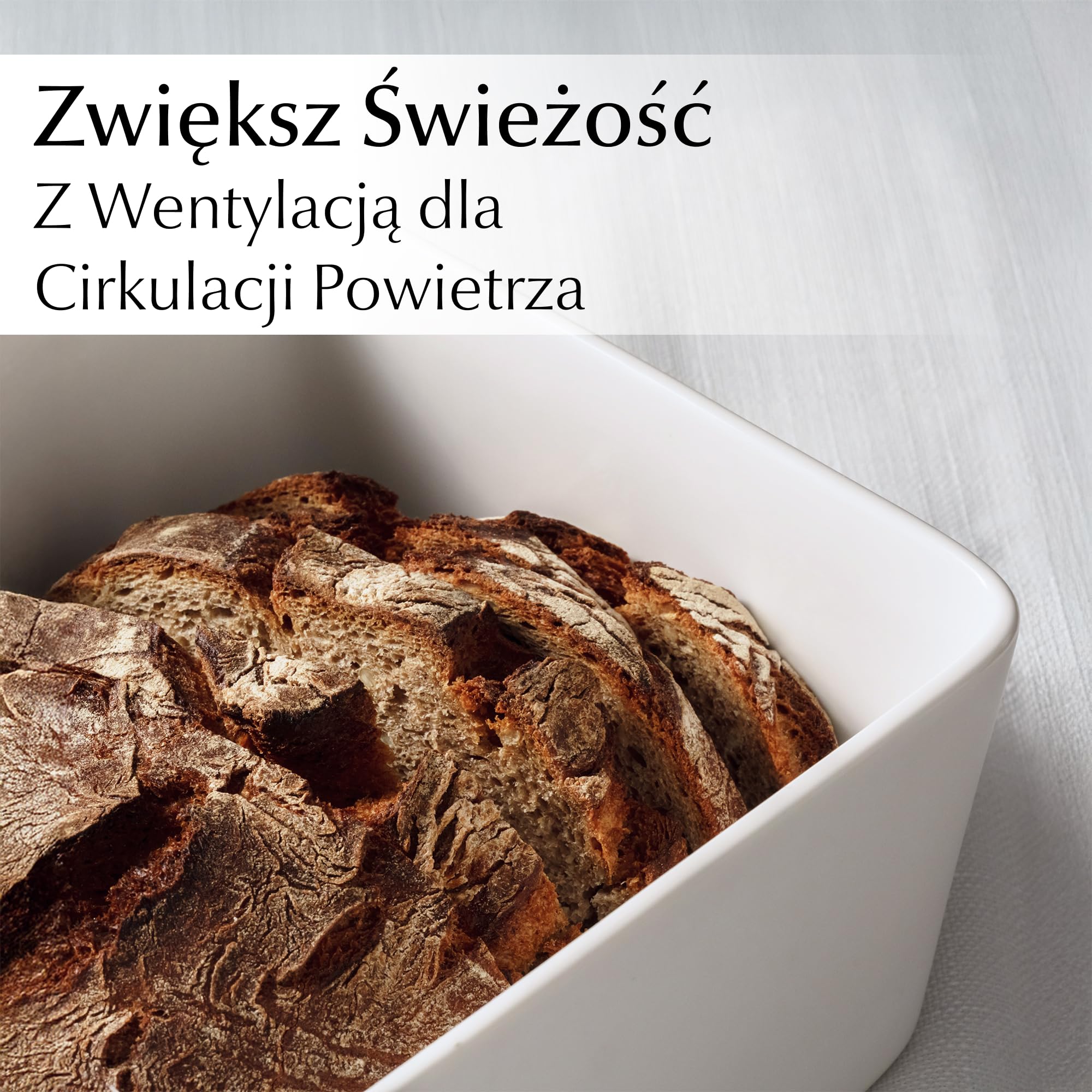MIAMIO – Pojemnik na Chleb do Blatu Kuchennego/Ceramika Pojemnik na Chleb z Deską do Krojenia, z Bambusową Pokrywką, 32 x 20 x 11,5 cm (Biały)