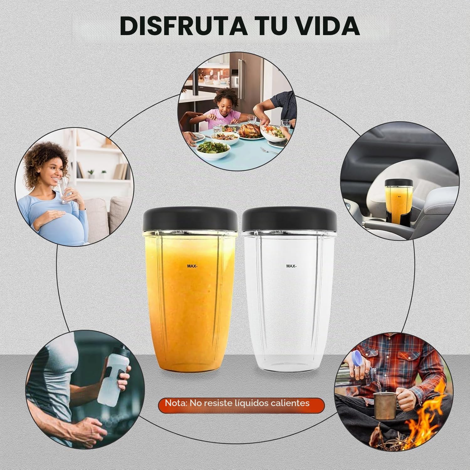 Dreld Tazas Exprimidor de 2 Vasos, Piezas de Repuesto Compatible con Nutribullet 600W/ 900W, Vaso de Repuesto para Licuadora 18 Onzas con Tapas | Compatible con licuadora Nutribullet de 600 W y 900 W, tazas de 18 onzas