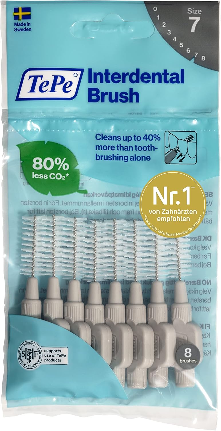 TePe Interdental Brush Original Grey (ISO size 7) 8pcs, Grey Amazon