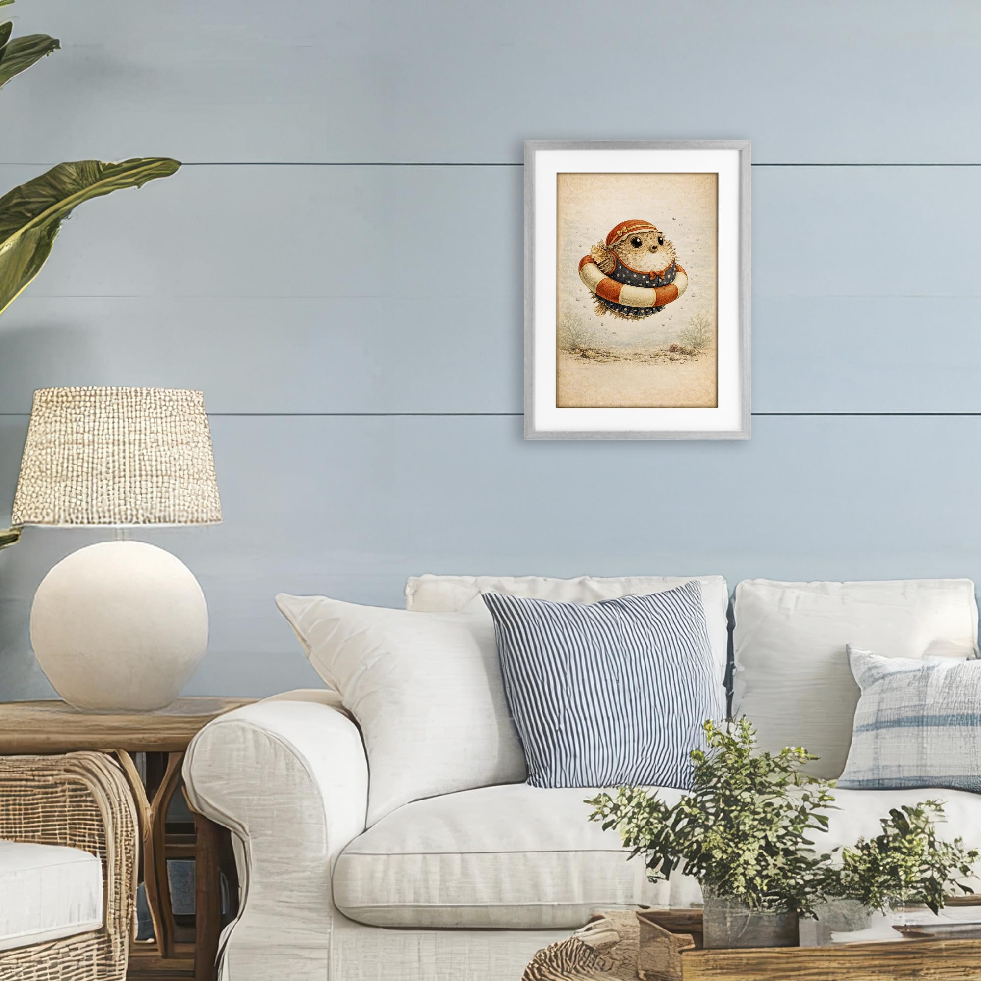 Poster encadré « Pufferfish of Maritime Bathing Society »