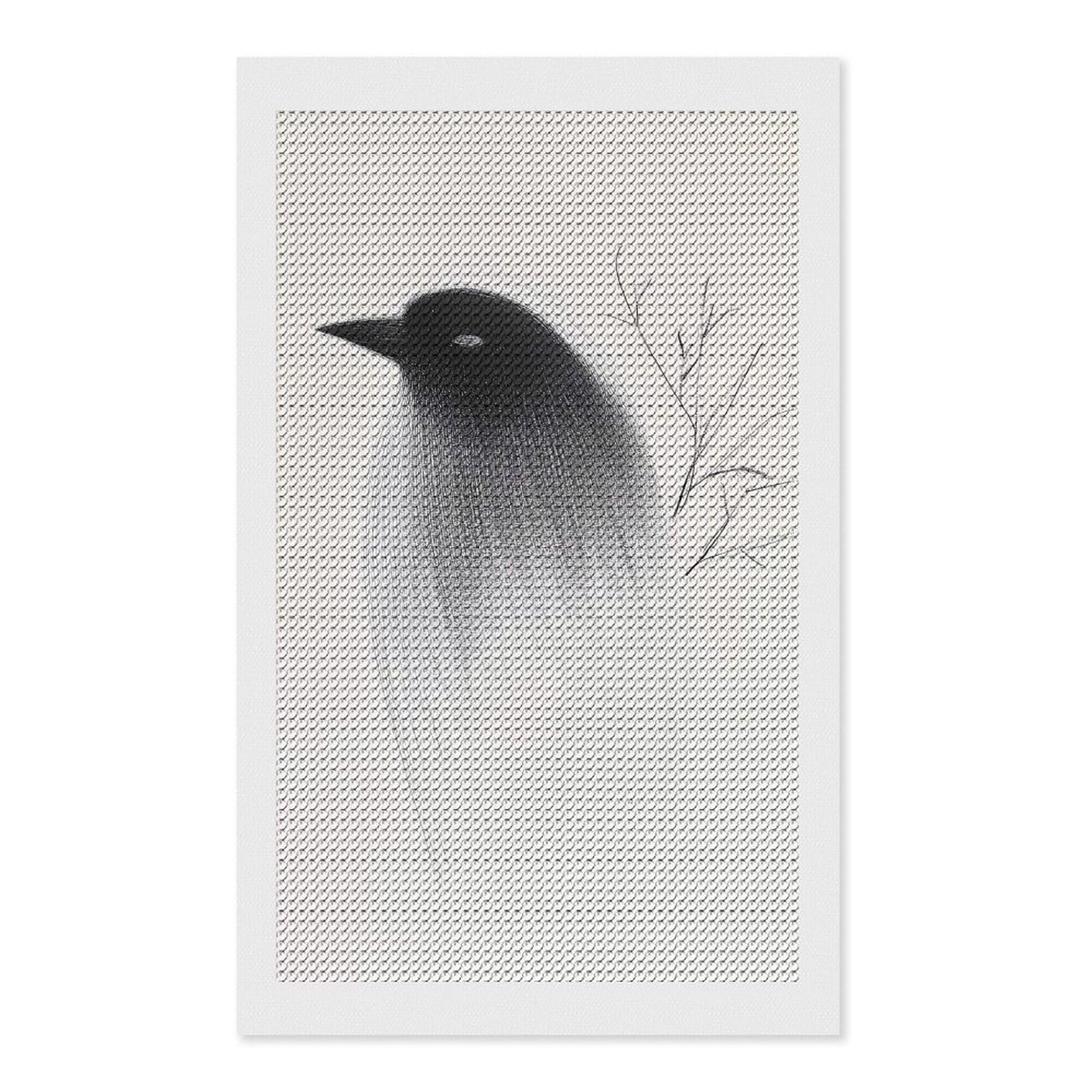 Junmoney Black Bird with Branch Crystal Diamond Art Kit 12"x20", Modern Decor, Boho Decor, Wall Art Gift, Decorative Artwork, Creative Hobby