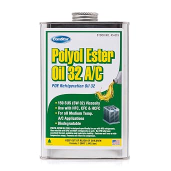 Polyol Ester Oil 32/150 SUS 1 qt, A/C Refrigeration Oil | High Performance Oil for HFO, HFC & HCFC Refrigerants, Medium to High Temp. A/C Applications, Bio-Safe, Made in USA