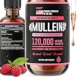 HERBIFY Mullein Drops - Lung Cleanse - Leaf Extract - Powerful Mullein for Immune Support, Detox & Respiratory Support - Made in USA - 4 Oz Raspberry Flavor
