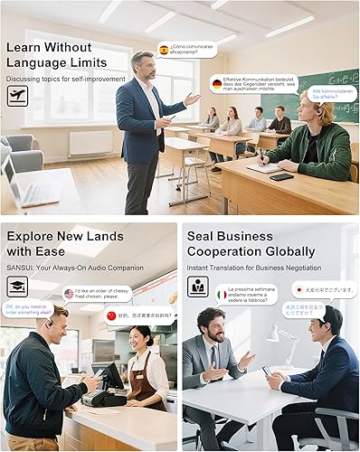 Miniatura 7 de SANSUI Auriculares de traducción AI en tiempo real, 6 en 1 Bluetooth 6.0 Auriculares traductores de idiomas, Audifonos Traductores Inglés Inglés,