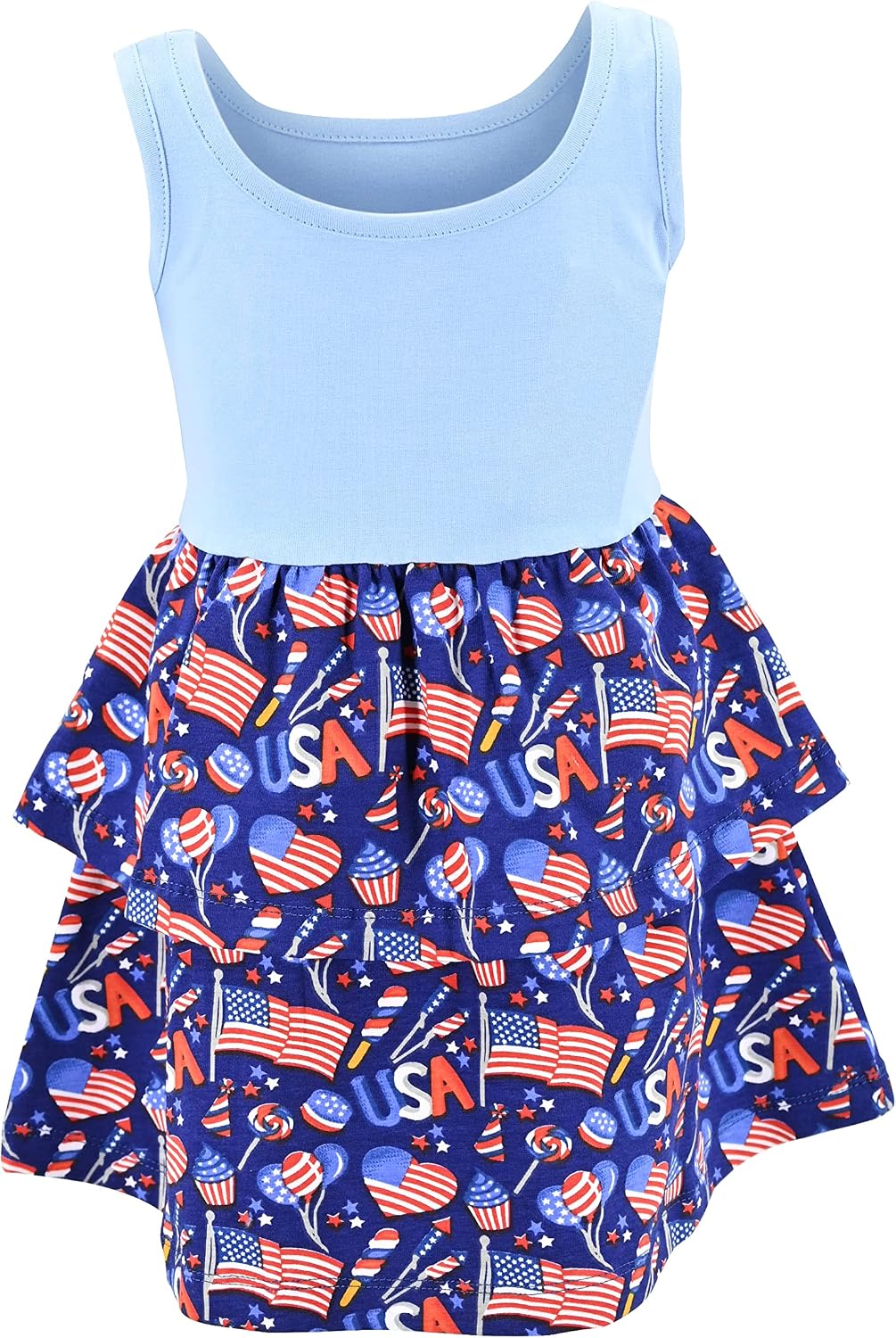 Unique Baby Flag Print Girls 4th of July Outfits for Girls Patriotic Dresses