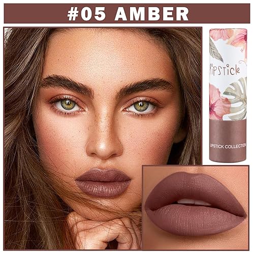 Vista 2 de Lápiz labial Nude Paper Tube, lápiz labial mate aterciopelado de larga duración, taza antiadherente, lápiz labial nude para mujeres y niñas