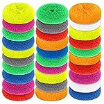 Blulu Plastic Dish Scrubbers for Dishes Pot Round Nylon Pad, Mesh Scouring Non Scratch Pads(Rainbow Colors,30 Pieces)