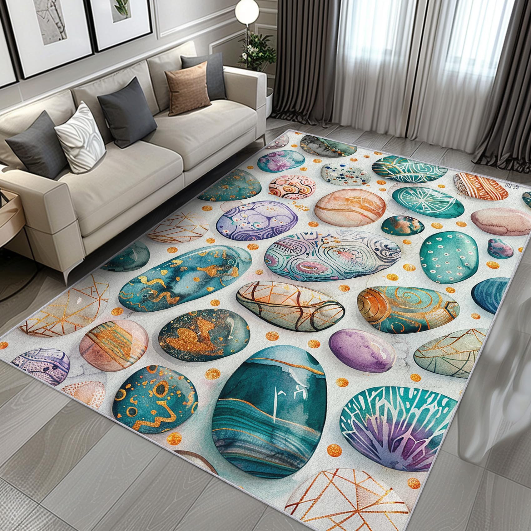Tapis fin 120 x 120 cm idéal pour pièces à fort passage