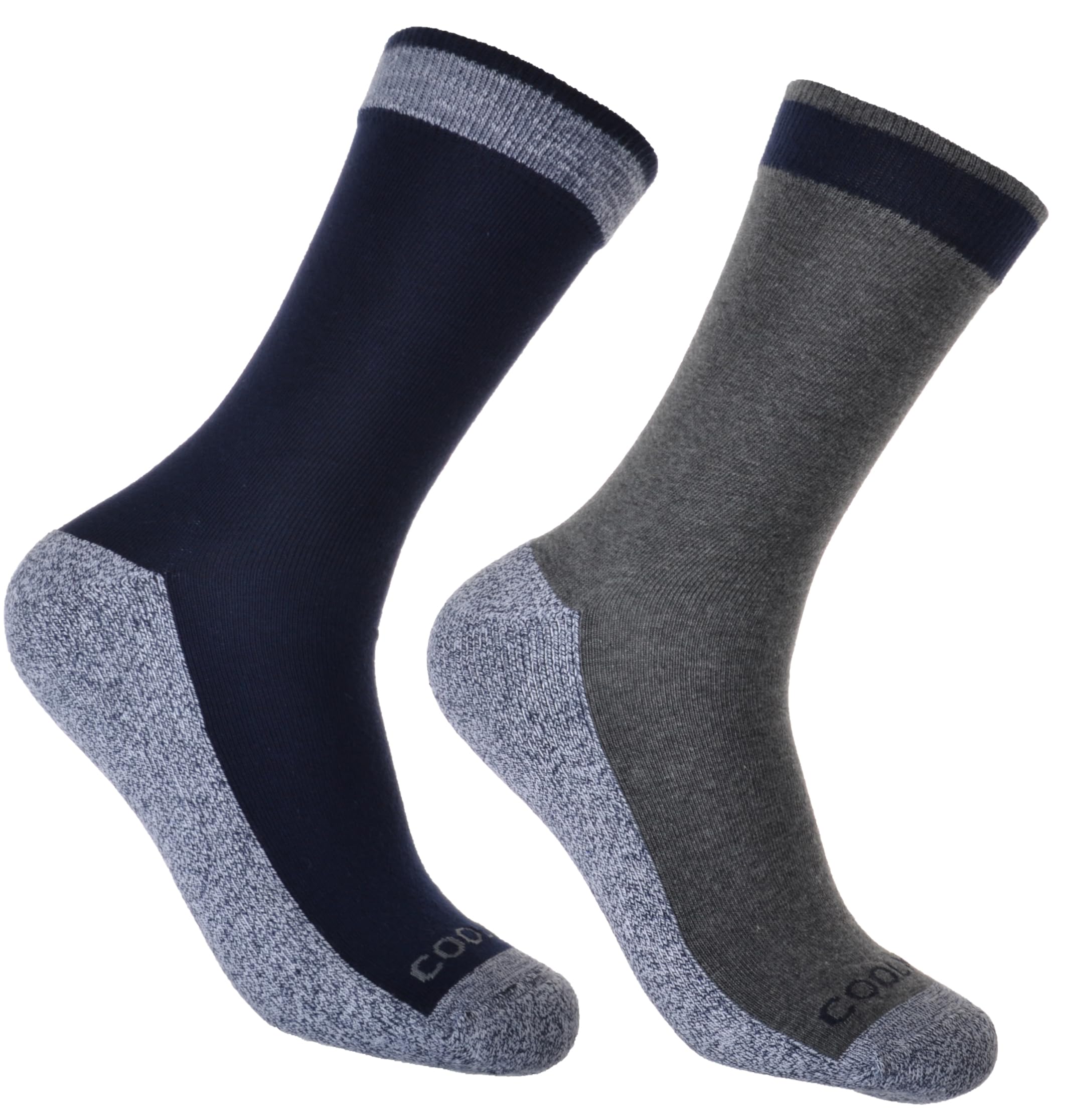2 pairs of Mens Cotton Coolmax Socks with Cushioned foot