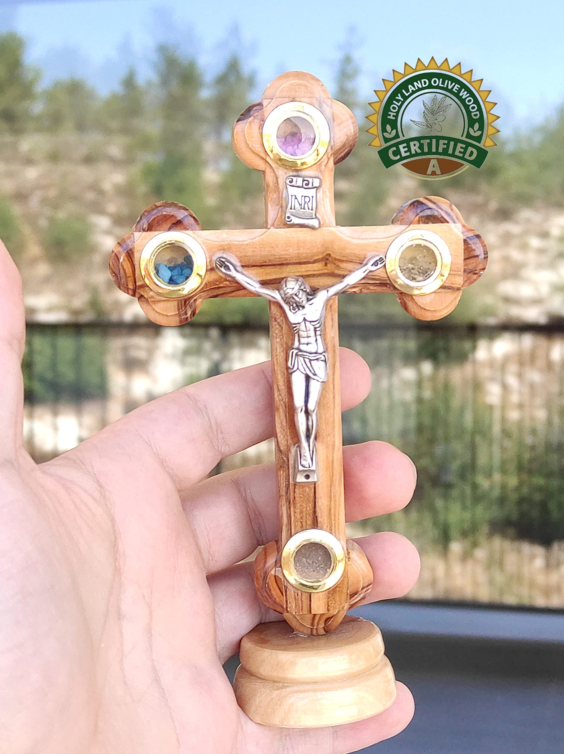 Amazon.com: Wood Olive Cross Crucifix Jerusalem Holy Land Stand