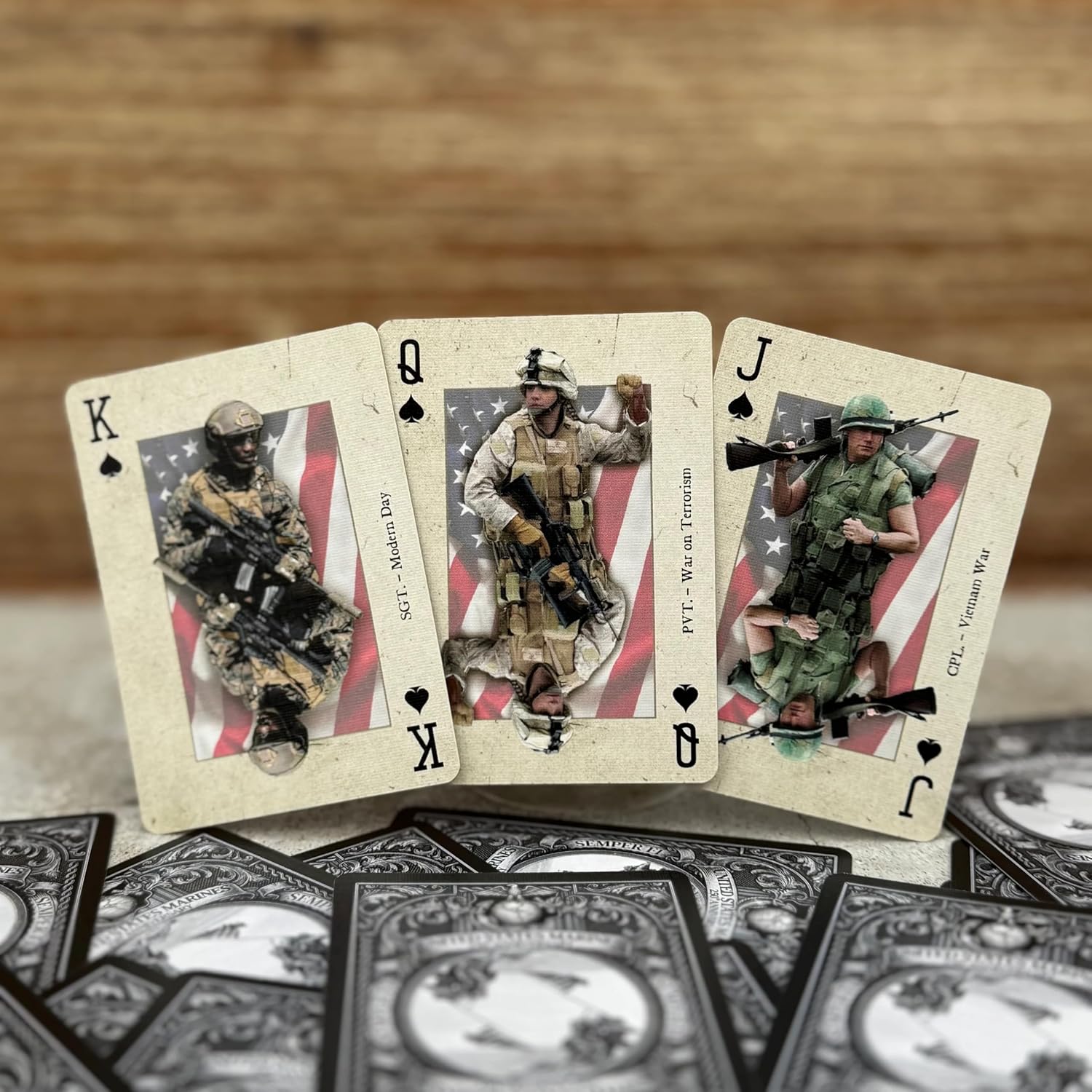 History America United States Marines Premium Casino-Grade Playing Cards, Patriotic USMC Poker Card Set