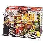 ROBOTIME Miniature House Kit DIY Mini Garage Workshop Tiny Model House Building Kit with LED Decorative Craft for Adults Hobby Gift