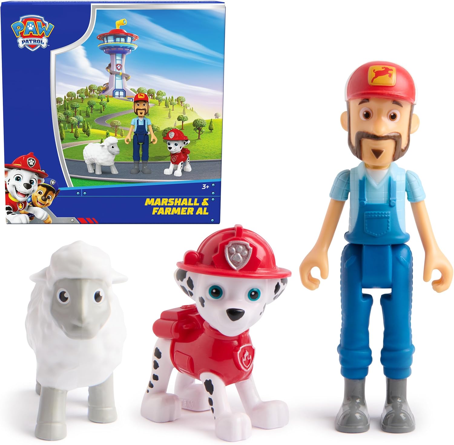 Paw Patrol Marshall & Farmer Al Figure Pack with Sheep Toy Figure, Kids Toys for Boys and Girls Ages 3 and Up