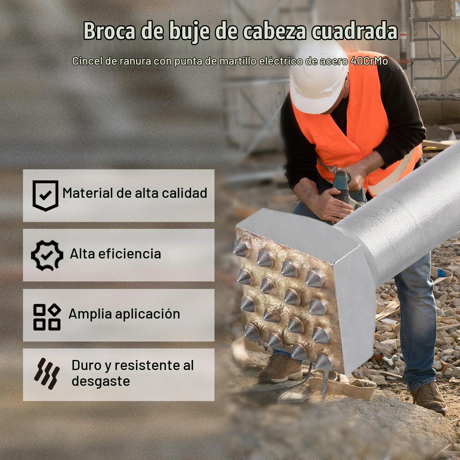 Martillo eléctrico SDS Plus con vástago redondo de 16 dientes, utilizado para cepillar cemento