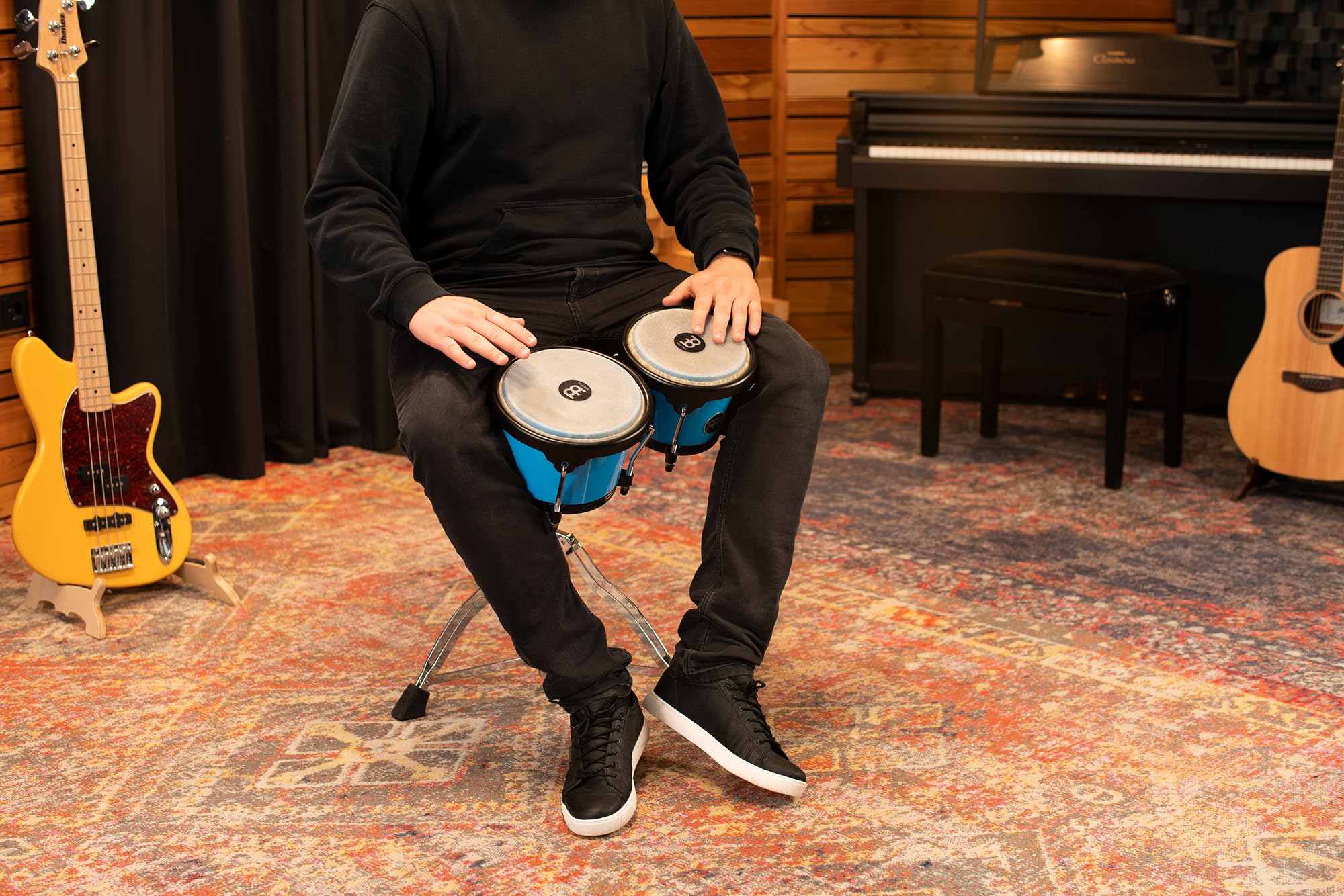 Meinl Percussion Bongos Journey Series - 2 Tamburi a Mano da 6.5 e 7.5 Pollici - Chiave Accordatura Inclusa - Plastica ABS, Blue (HB50GB)