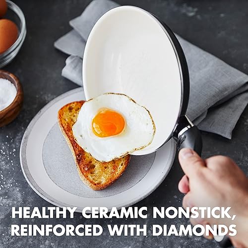 Miniatura 3 de GreenPan Rio - Juego de sartén de cerámica anodizada y saludable, antiadherente, 8 pulgadas, 10 y 12 pulgadas, 3 piezas, mango de agarre suave, sin