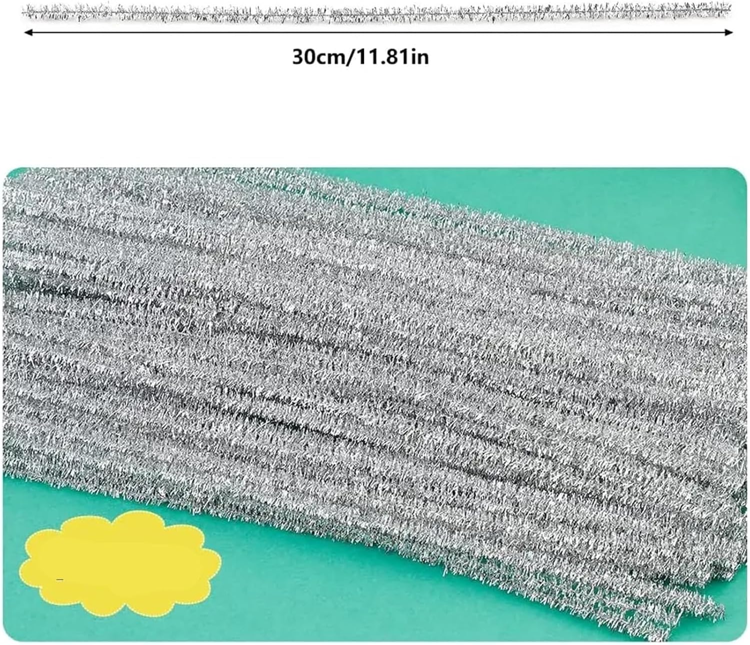 Glitter Pipe Cleaners 1000pcs Pipe Cleaners Chenille Stem Glitter Craft Fuzzy Sticks for Creative Handmade DIY Art Project Supplies(Silver)