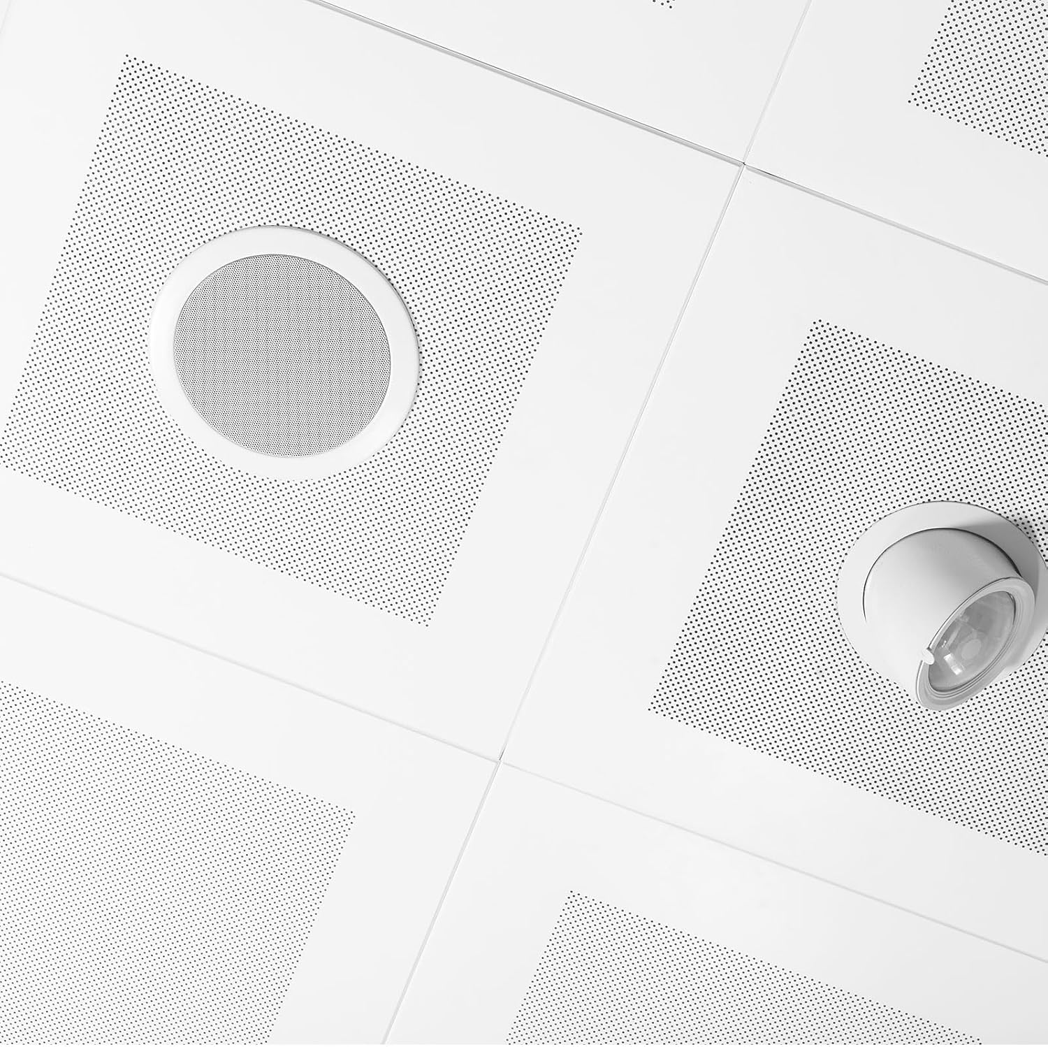 MECCANIXITY Ceiling in-Wall Speaker Grille Cover and Base, 6.9 Inch White Round Metal Recessed Drop Ceiling Speakers Magnetic Dust Covers Accessory for Surround Sound Systems