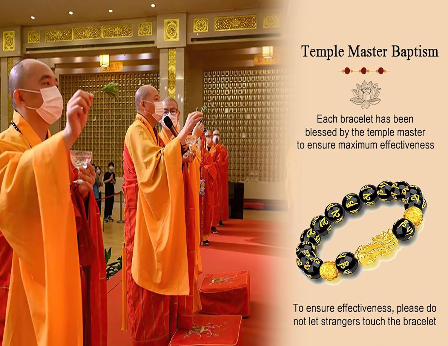 Feng Shui Bracelet Money Good Lucky 24k Gold Plated, Obsidian Wealth Buddha Bracelet Dragon Protection, Mantra Prayer Beads Bracelets Can Bring, Wealth and Health for Men Women - Image 2
